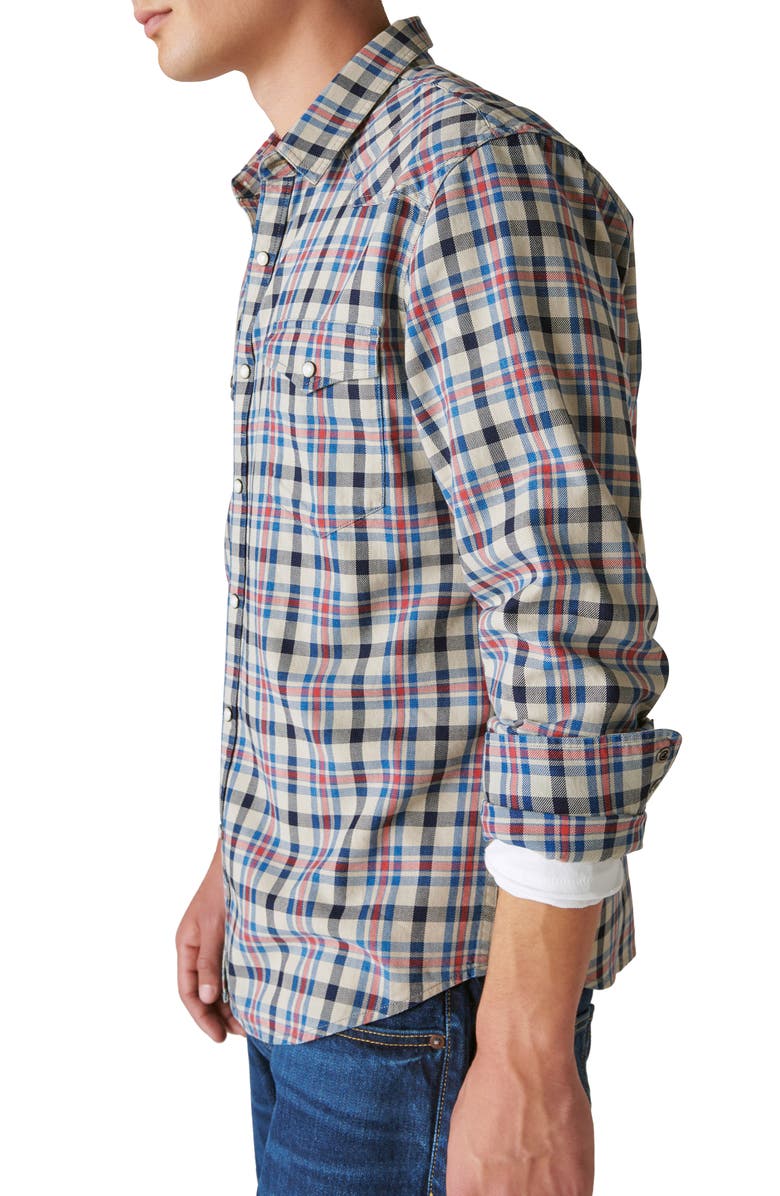 Lucky Brand Plaid Cotton Western Snap-Up Shirt, Alternate, color, 