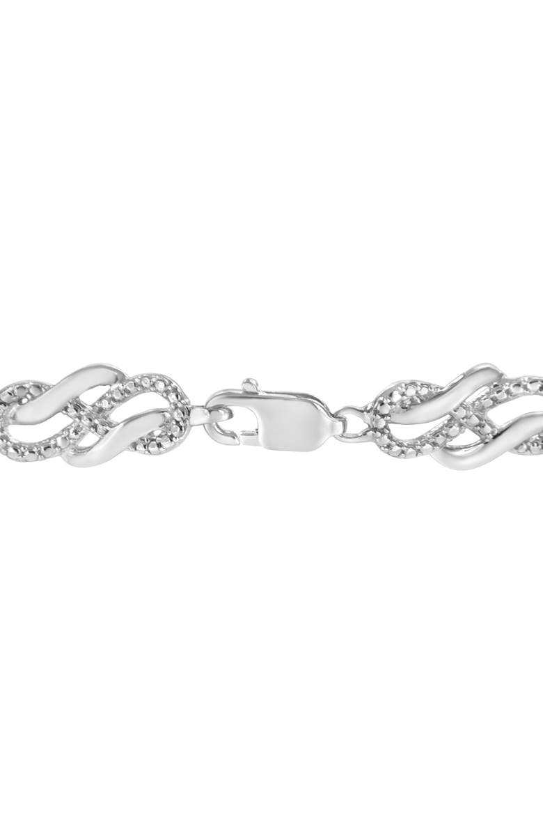 Haus of Brilliance Silver Prong Set Diamond Accent Infinity Weave Link Bracelet, Alternate, color, White