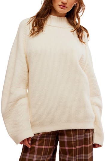 Free People Sunbeam Oversize Turtleneck Sweater In Coconut Milk