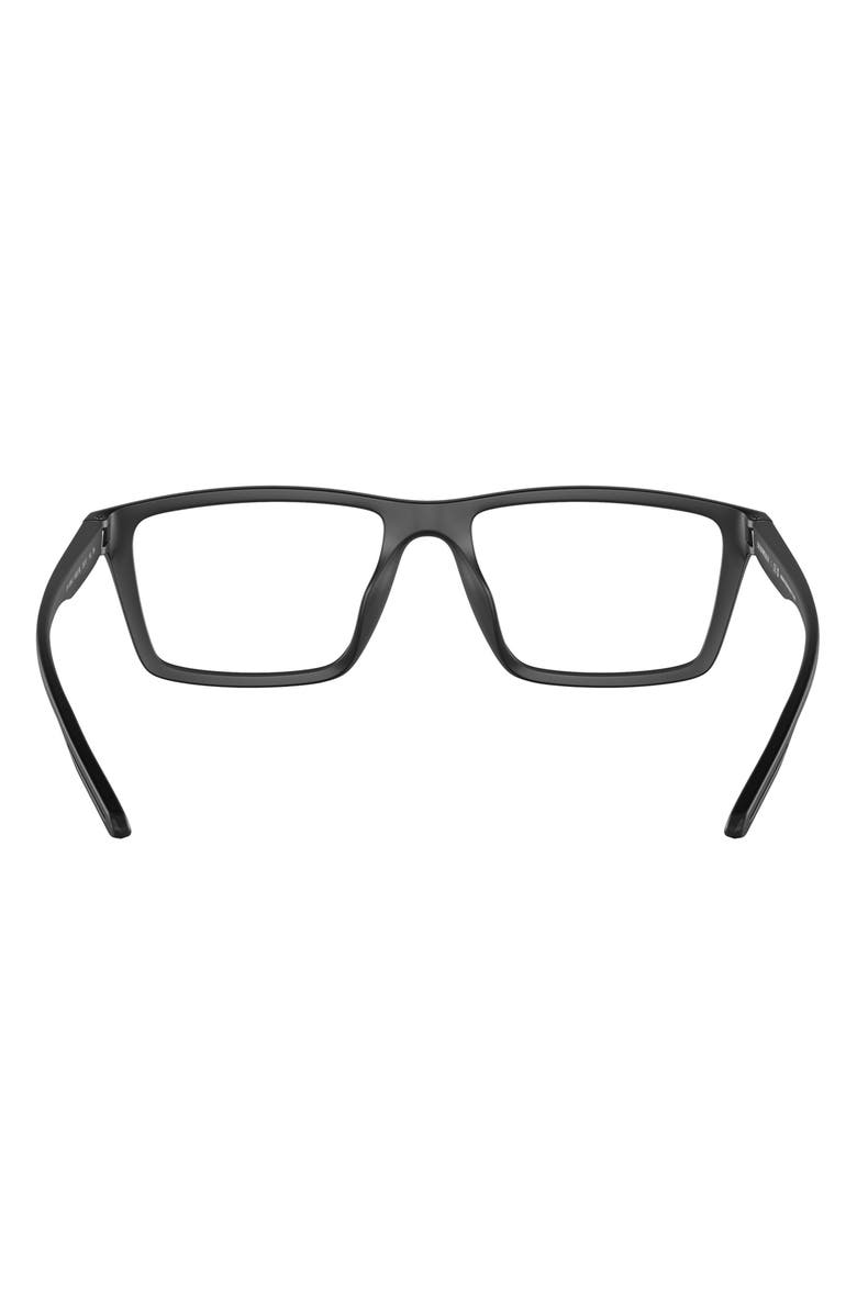 Emporio Armani 55mm Rectangular Optical Glasses, Alternate, color, Matte Black / Clear