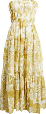 A.REN Irisa Strapless Tiered Cotton Maxi Dress