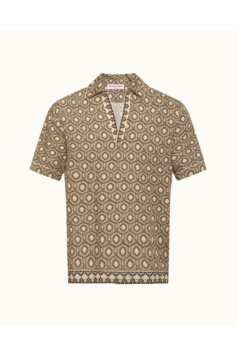 Ridley Relaxed Fit Passetto Print Short Sleeve Overhead Shirt, Main, color, BAYLEAF GREEN