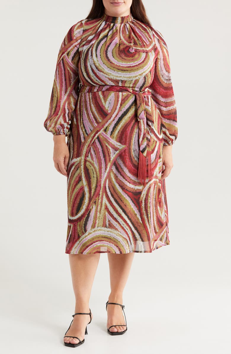 Tahari ASL Chiffon Midi Dress, Main, color, 