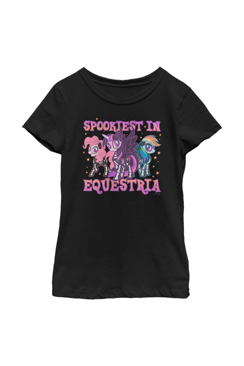 Girl's My Little Pony Halloween Trio Spookiest in Equestria  Graphic T-Shirt, Main, color, Black
