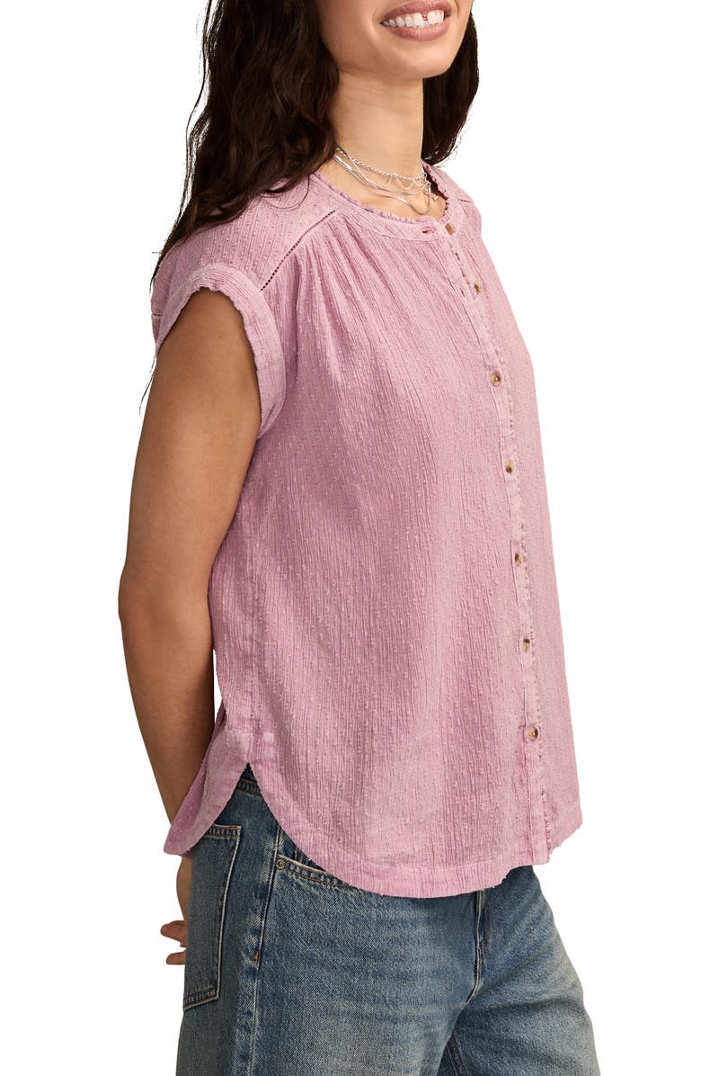 Lucky Brand Clip Dot Cotton Button-Up Shirt, Alternate, color, Orchid Haze