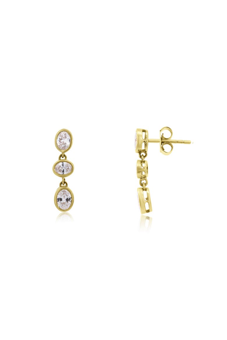 Lab Grown Diamond Oval Bezel Dangle Earrings, Main, color, Yelllow Gold
