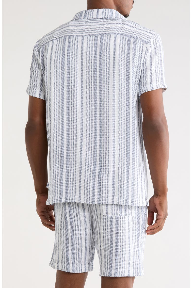 Striped Waffle Weave Camp Shirt, Alternate, color, NAVY