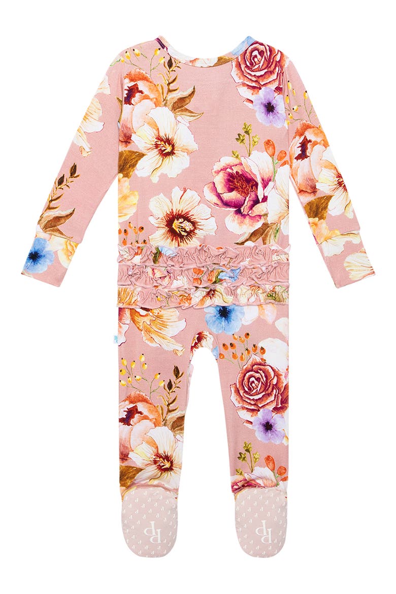 Miranda Zip Fitted Footie Pajamas (Nordstrom Exclusive), Alternate, color, OPEN PINK