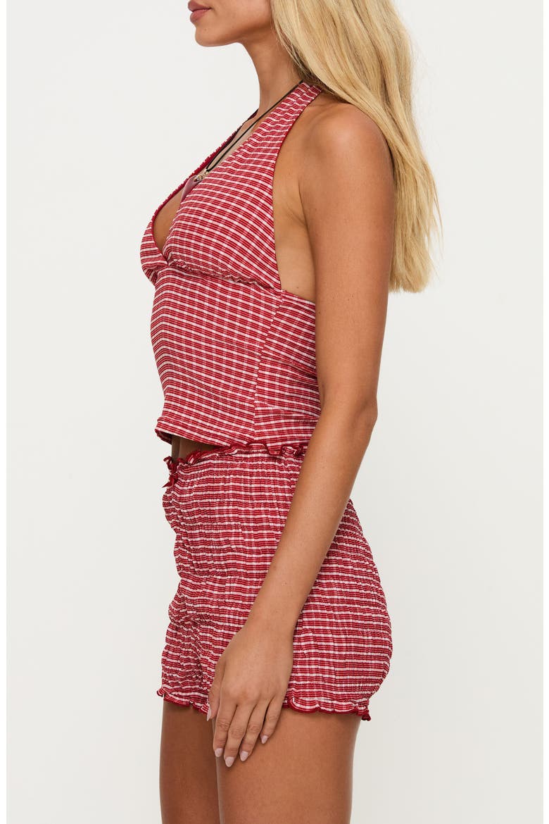 Whimsy Gingham Halter Top, Alternate, color, RED GINGHAM