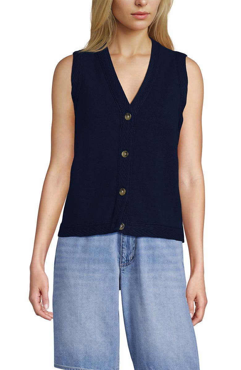 Lands' End Milano Sweater Vest, Main, color, Deep Sea Navy
