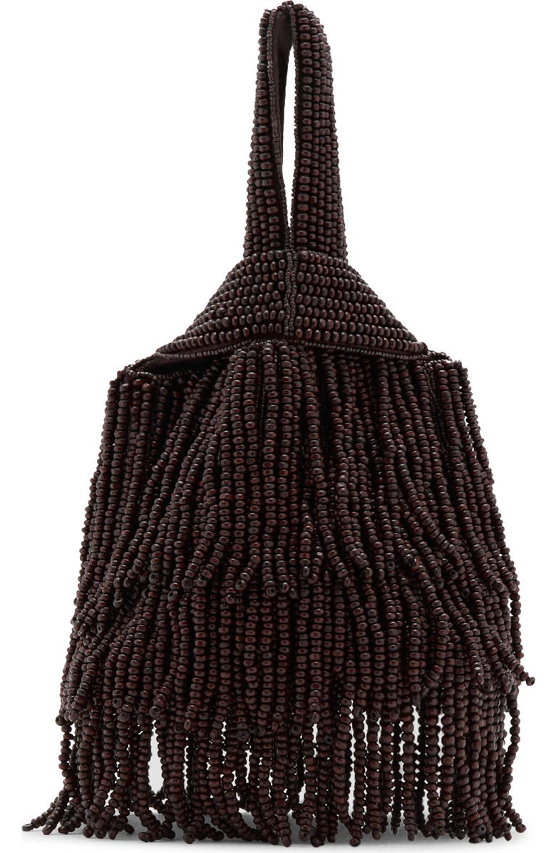 MANGO Beaded Handbag, Main, color, Brown