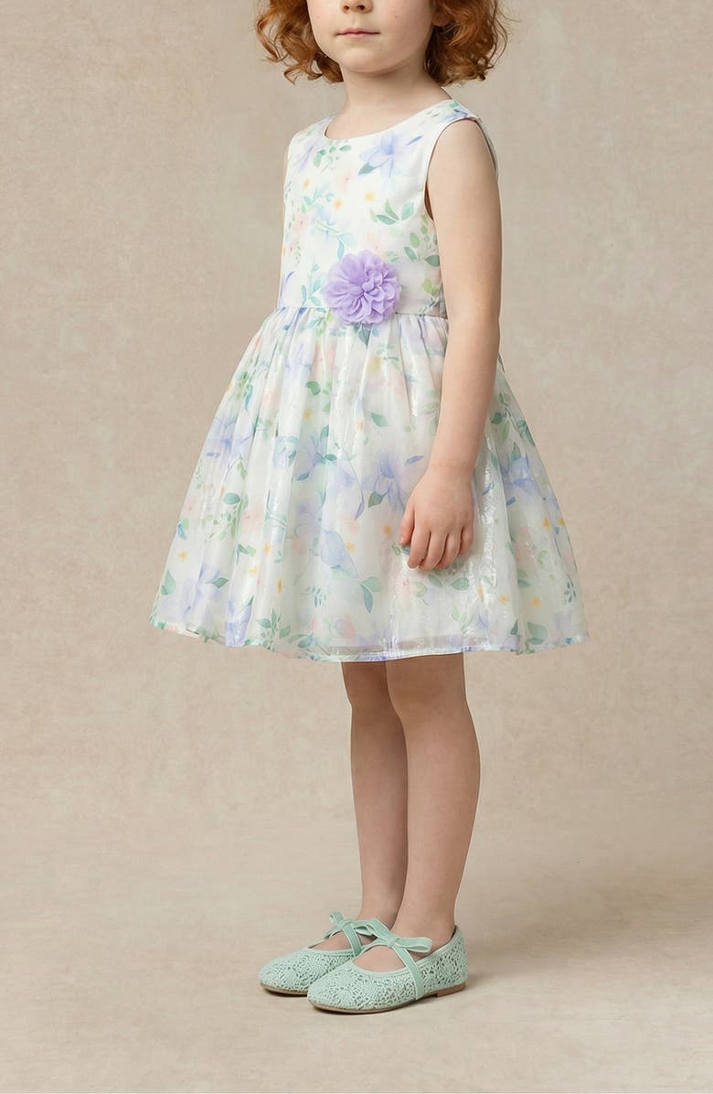 Pippa & Julie Kids' Watercolor Organza Party Dress, Alternate, color, White/ Lilac