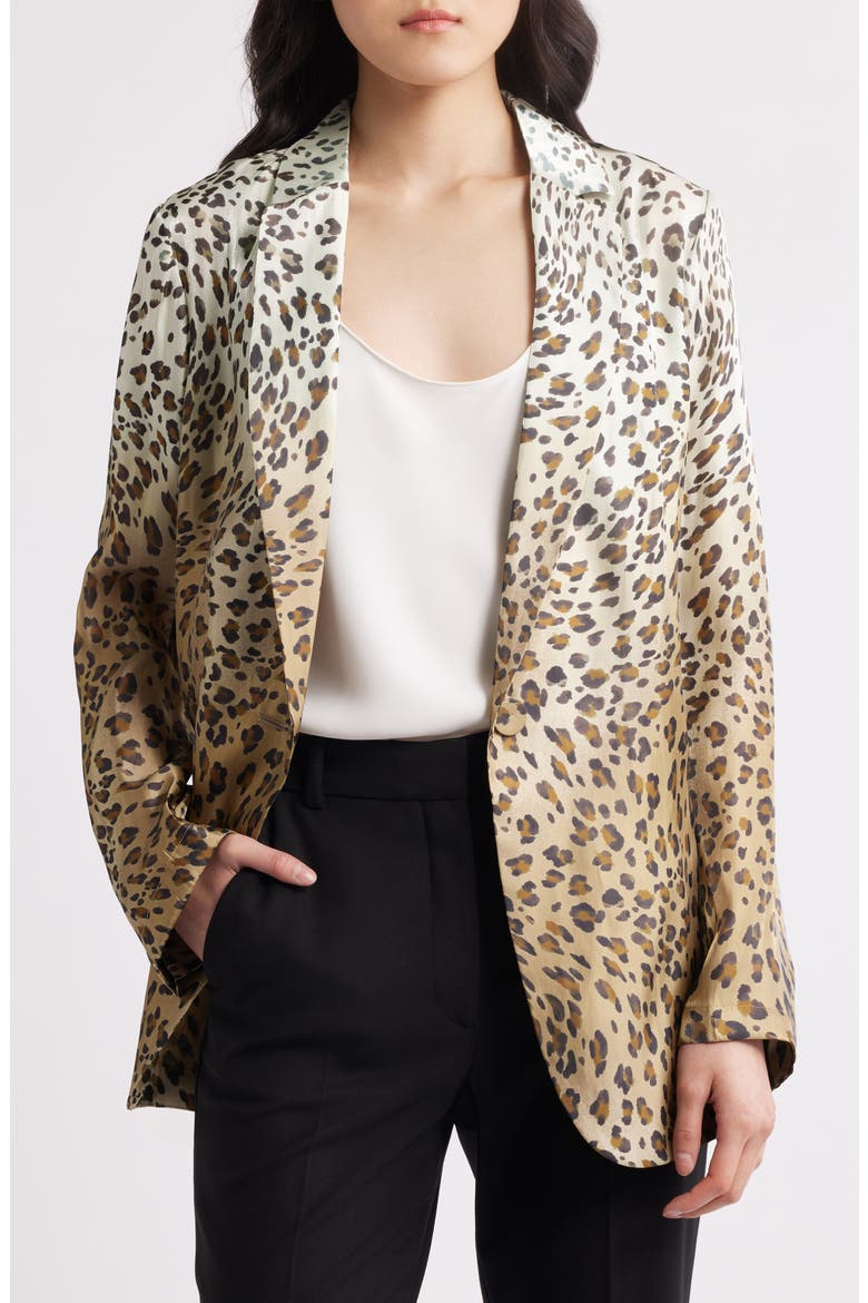 Ombré Metallic Animal Print Blazer, Main, color, BROWN MULTI