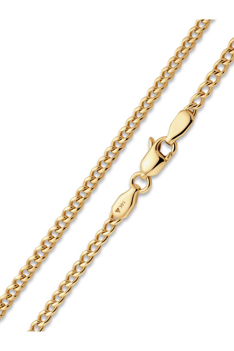 Dainty Cuban Chain Necklace in 14K Gold, 2mm, Alternate, color, Gold