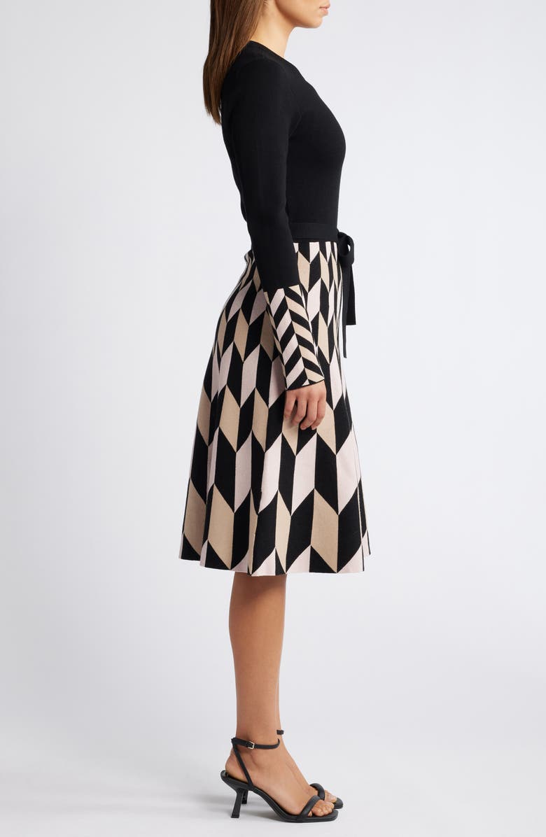 Eliza J Fit & Flare Long Sleeve Sweater Dress, Alternate, color, 