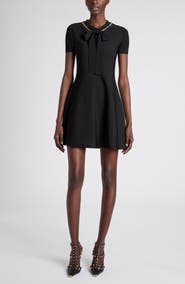 Valentino Garavani Rhinestone Embellished Fit & Flare Mini Sweater Dress