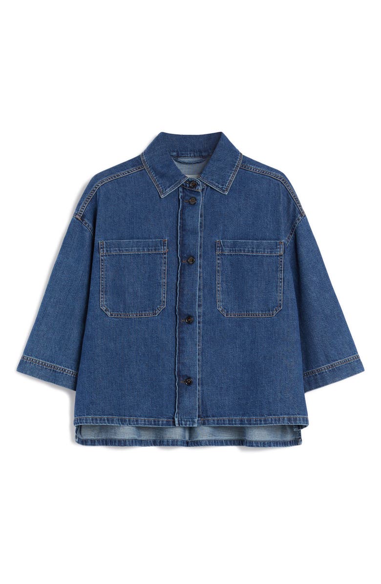 Weekend Max Mara Enza Boxy Denim Button-Up Shirt, Alternate, color, Navy