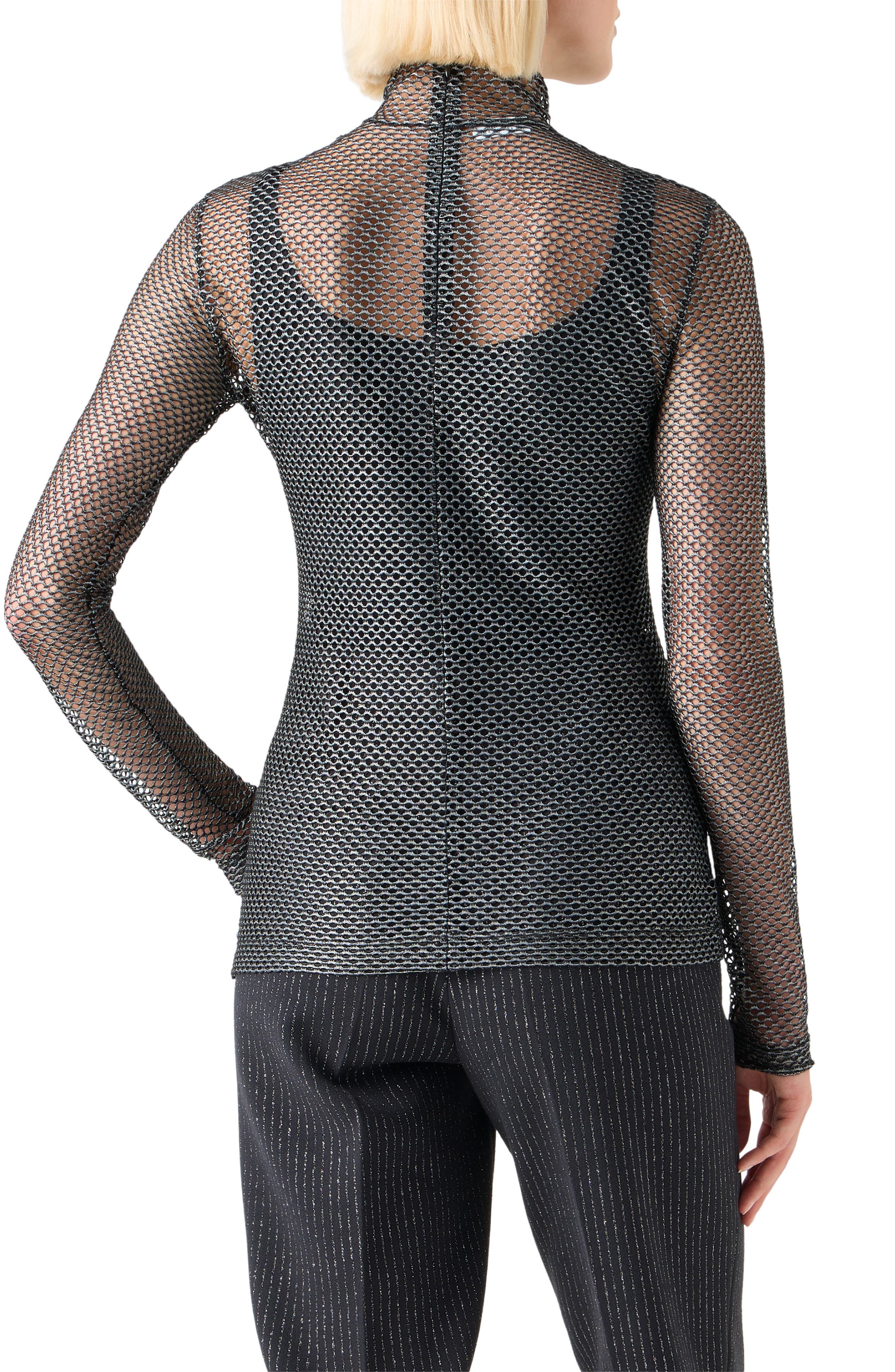 Fishnet Mesh Long Sleeve Top - image 2