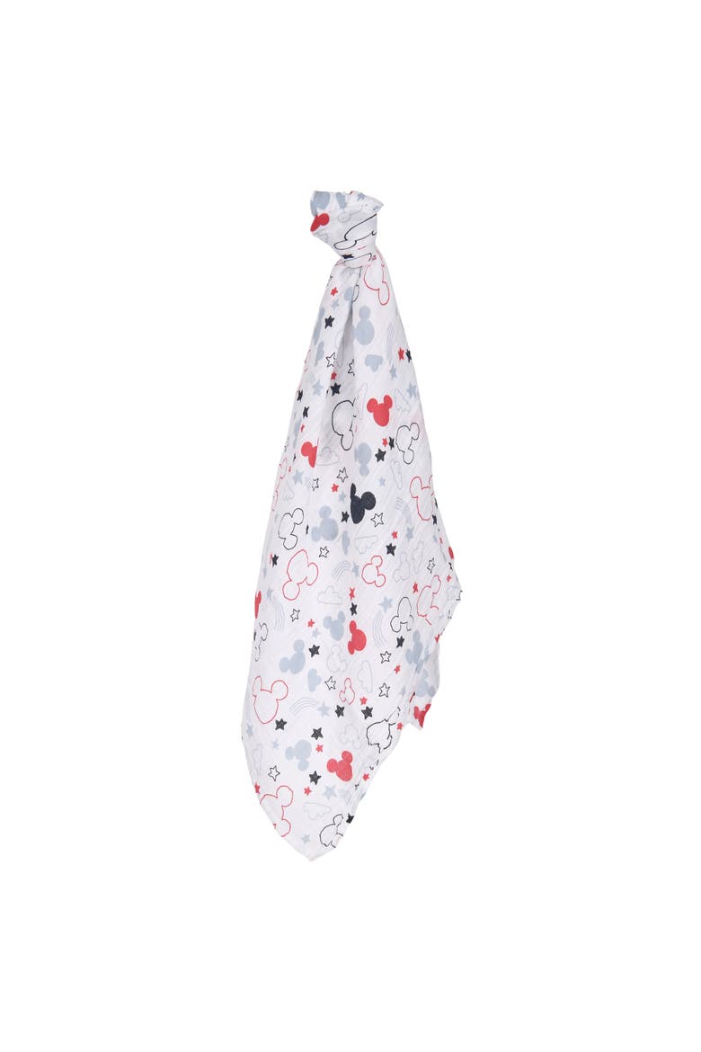 Disney Baby Mickey Mouse Muslin Swaddle Blanket & Plush Gift Set, Alternate, color, White