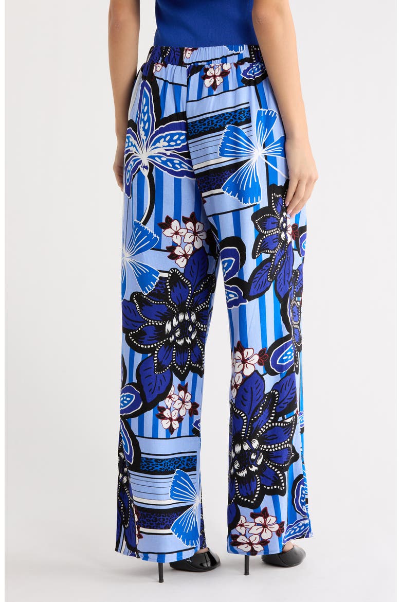 Jabi Elena Floral Wide Leg Pants, Alternate, color, BROWN-BLUES