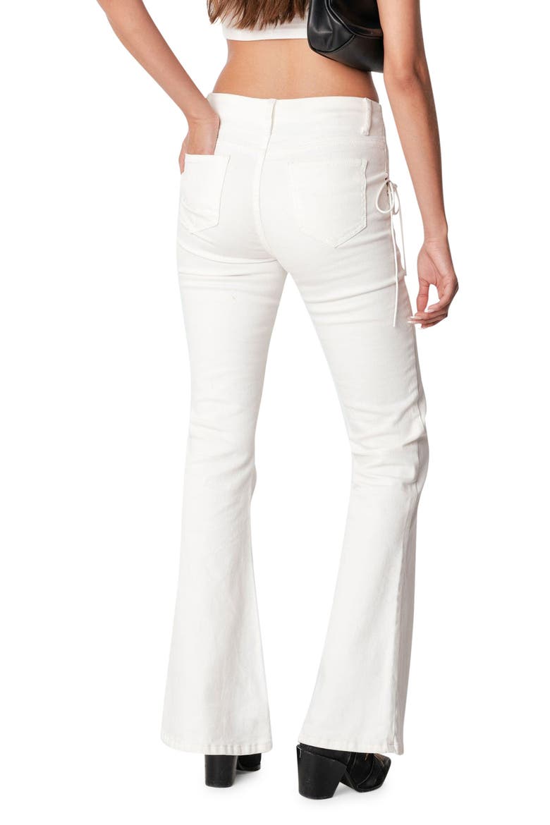 Engine White Lace-Up High Waist Flare Jeans, Alternate, color, WHITE