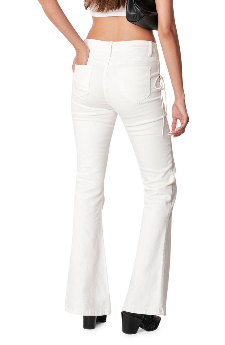 EDIKTED Engine White Lace-Up High Waist Flare Jeans, Alternate, color, 