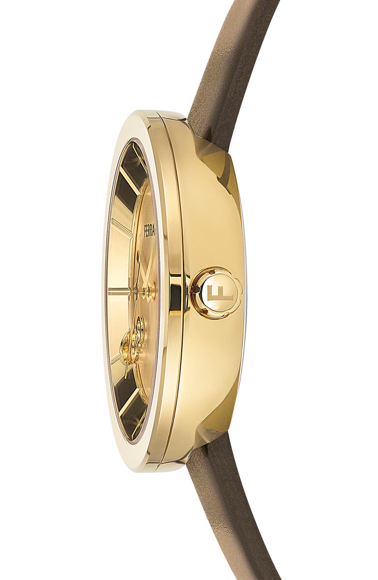 FERRAGAMO Curve V2 Leather Strap Watch, 35mm, Alternate, color,