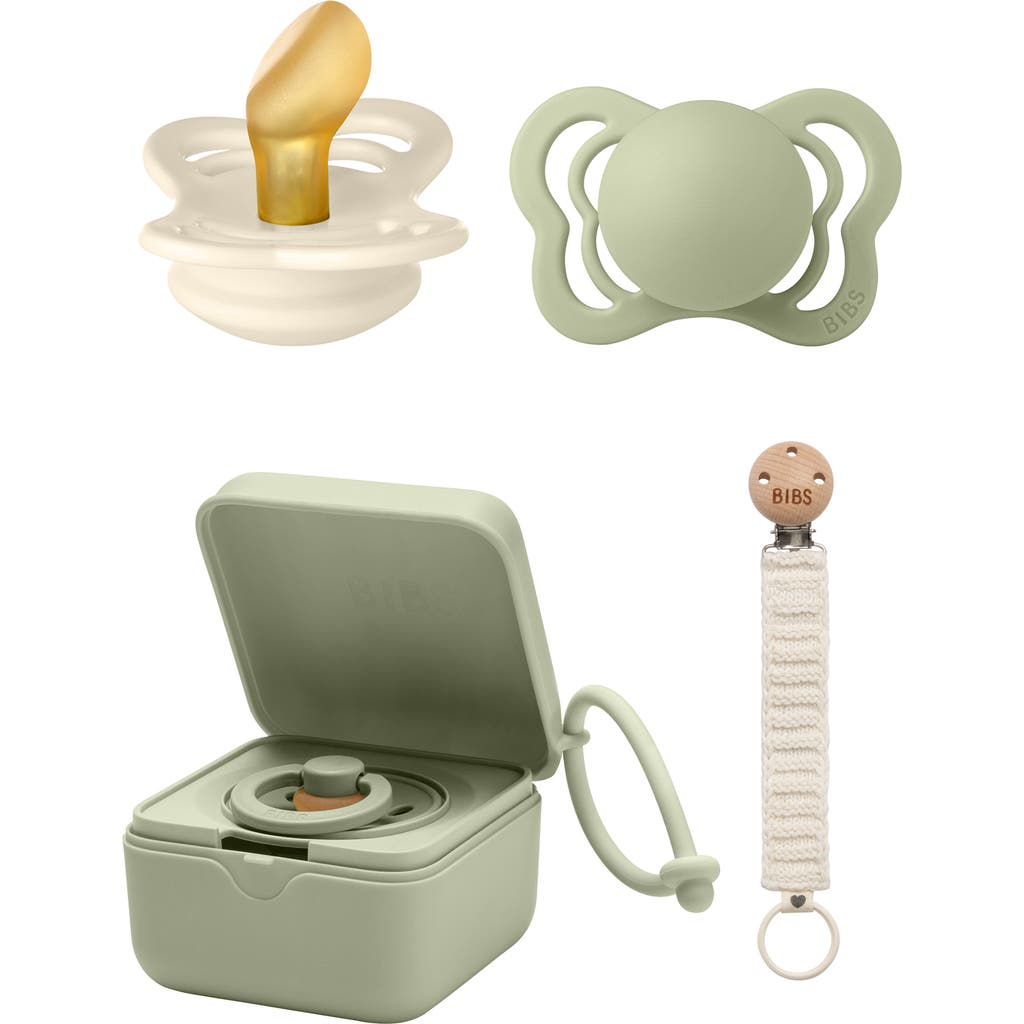 BIBS Pacifer, Pacifier Box & Pacifier Clip Set in Sage/Ivory at Nordstrom