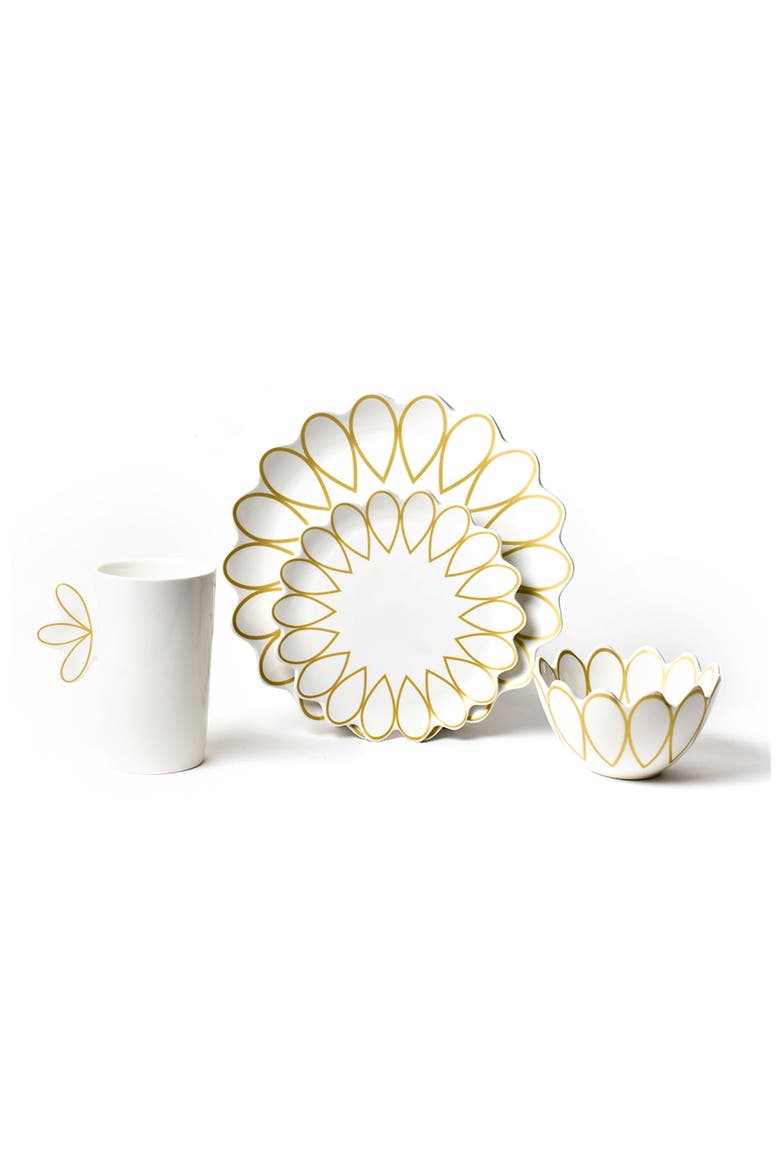 Deco Gold Scallop 4 Piece Place Setting, Main, color, Yellow
