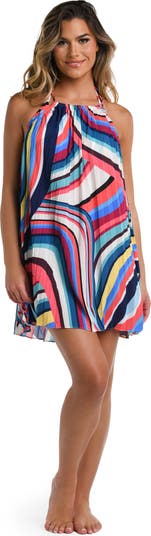 Slice Pleated Cover-Up Trapeze Dress