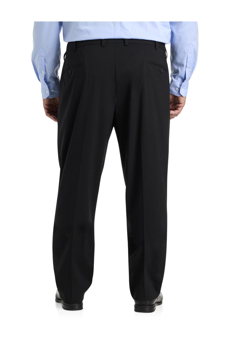 Big & Tall Perfect Fit Waist-Relaxer Pleated Suit Pants V2, Alternate, color, BLACK