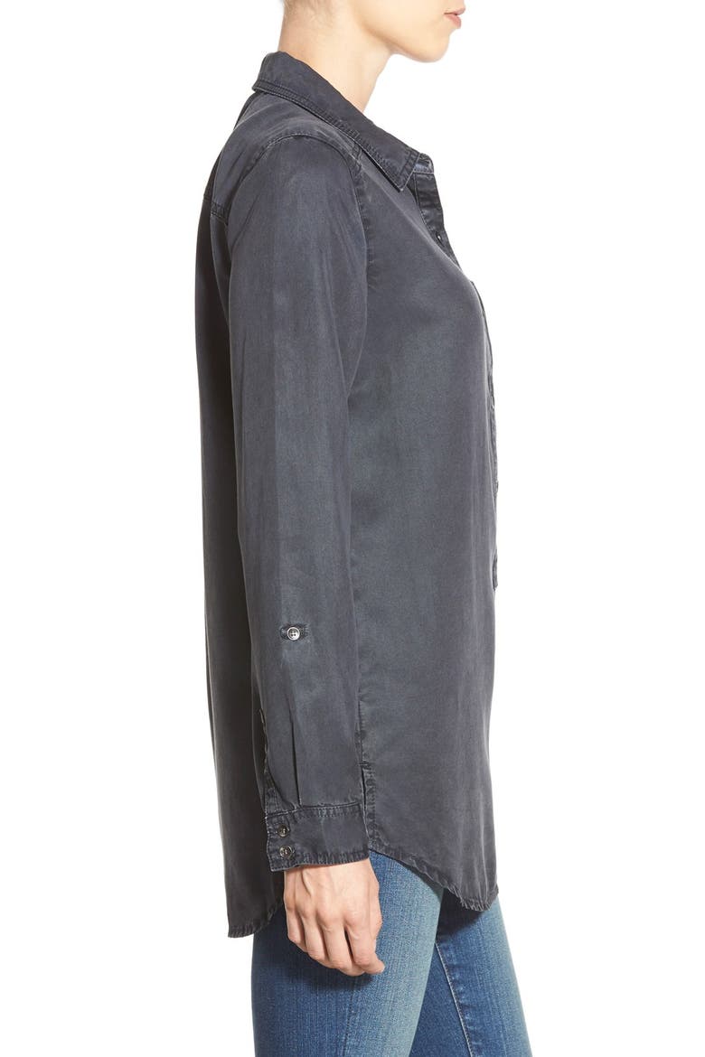 Denim Chambray Tunic Shirt, Alternate, color, GREY EBONY