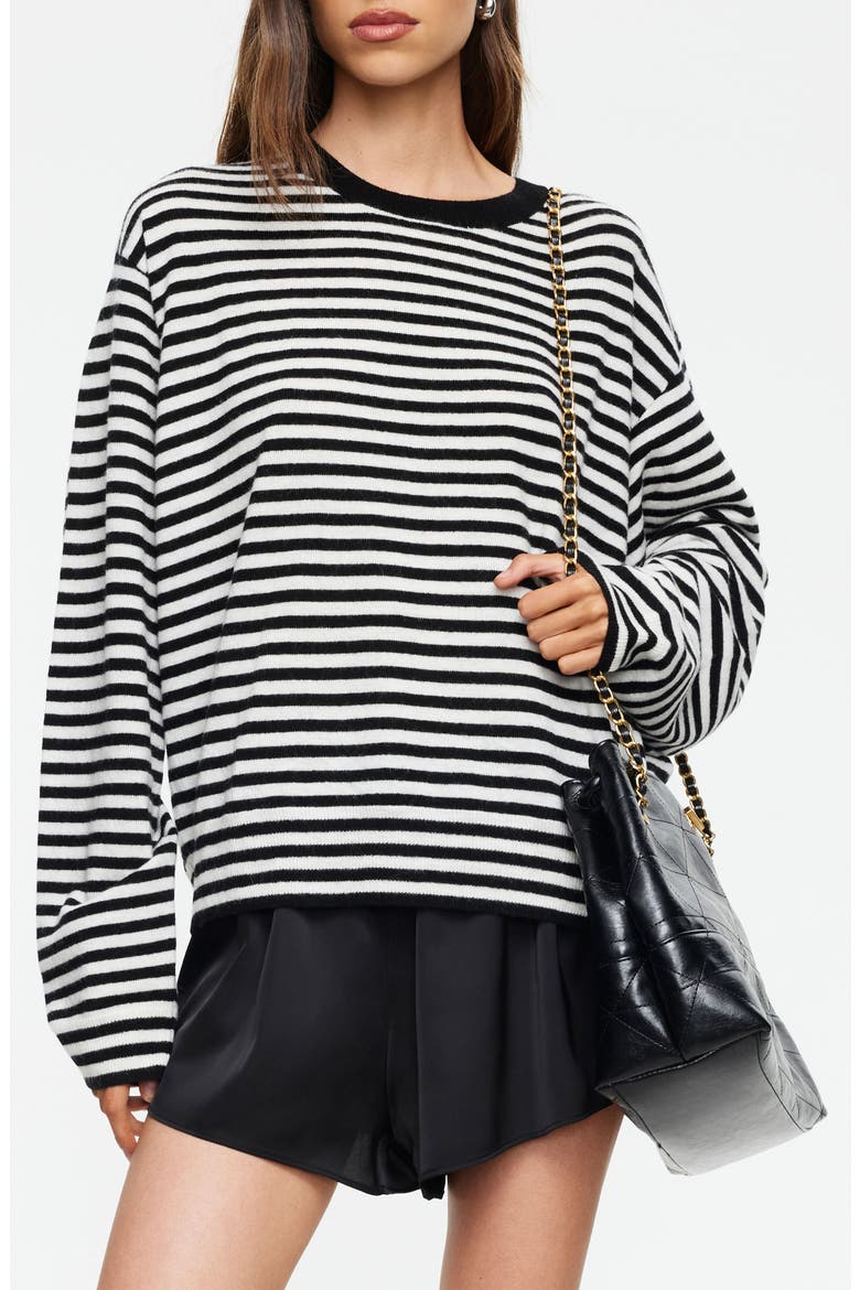 Olsen Stripe Wool Blend Sweater, Main, color, ONYX STRIPE