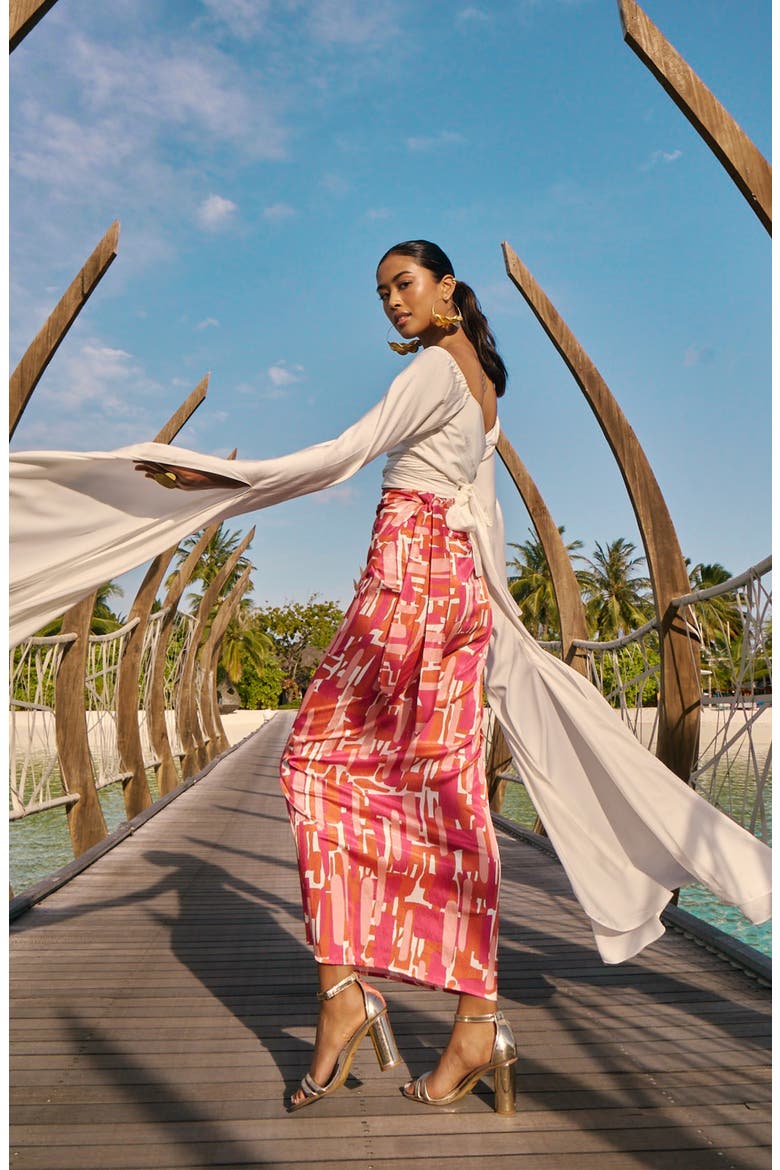 Seur Atoll Print Wrap Skirt, Alternate, color, PINK