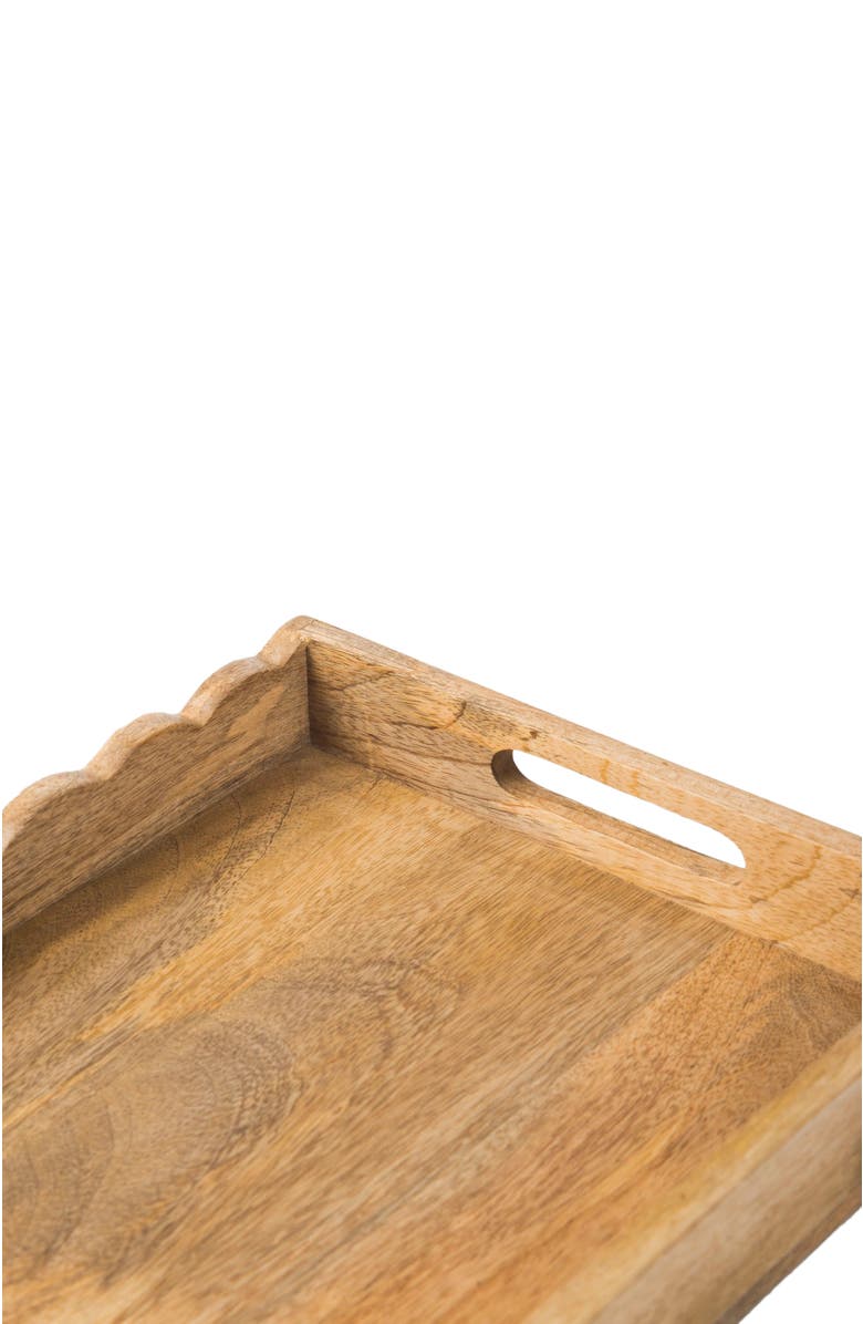 Mela Artisans Scalloped Elegance Handcrafted Wooden Serving Tray, Alternate, color, Brown