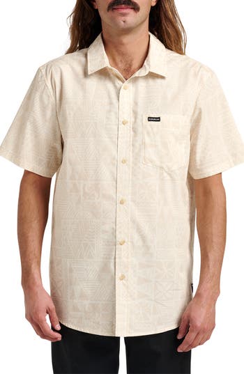 QUIKSILVER QUIKSILVER GEO PRINT COTTON BLEND BUTTON-UP SHIRT