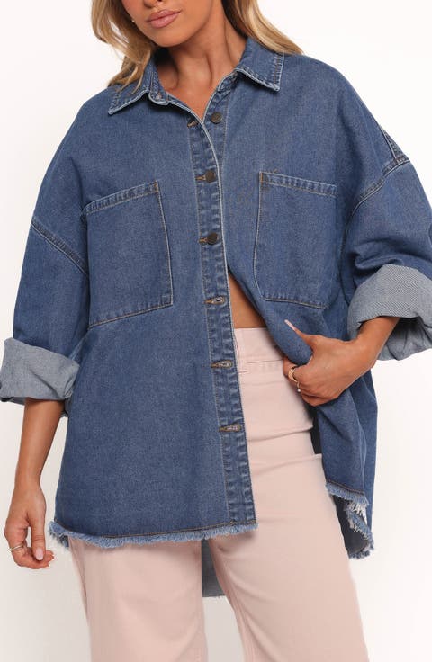 Twiggy Oversize Frayed Edge Denim Shacket