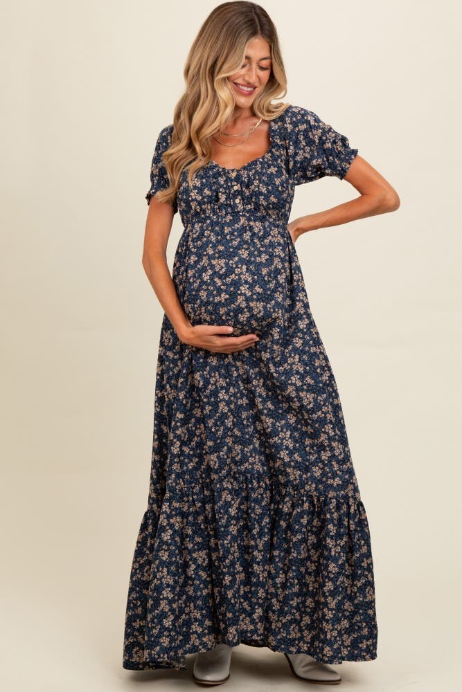 Floral Button Accent Maxi Dress - image 2