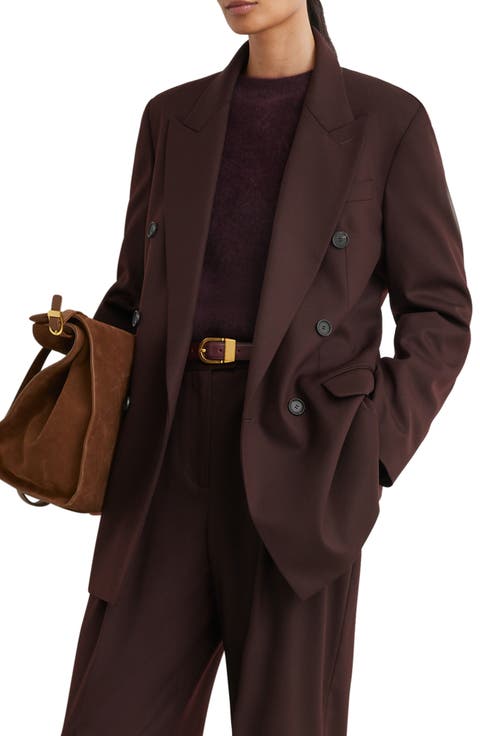 Leisel Wool Blend Double Breasted Oversized Blazer