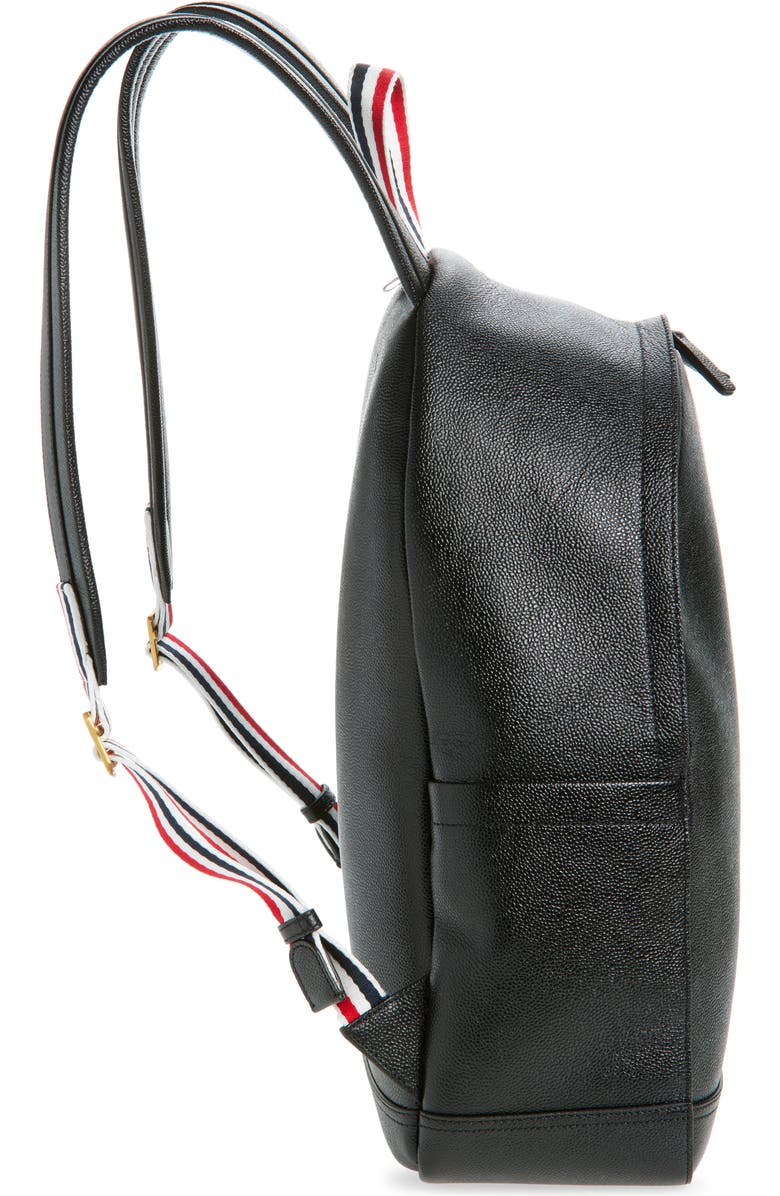 Thom Browne RWB Stripe Pebbled Leather Backpack, Alternate, color, Black