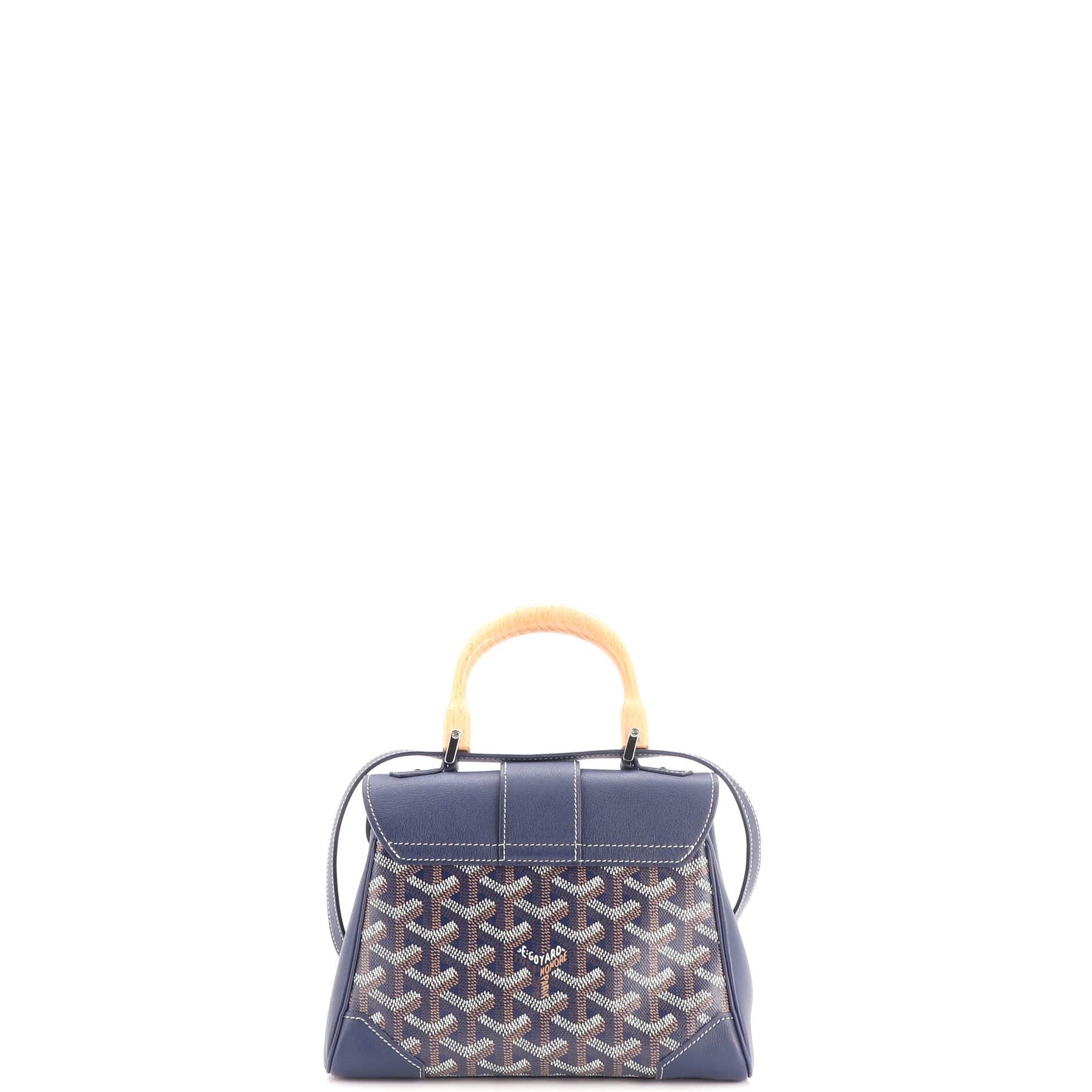 Saigon Top Handle Bag Coated Canvas with Leather Mini, Alternate, color, Blue