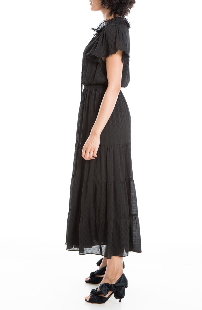 MAX STUDIO Shiny Dot Jacquard Flutter Sleeve Dress, Alternate, color,