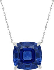 Bliss Diamond Certified 9.50ct Cushion Blue Sapphire Pendant 14k Gold Necklace Lab Grown 12mm
