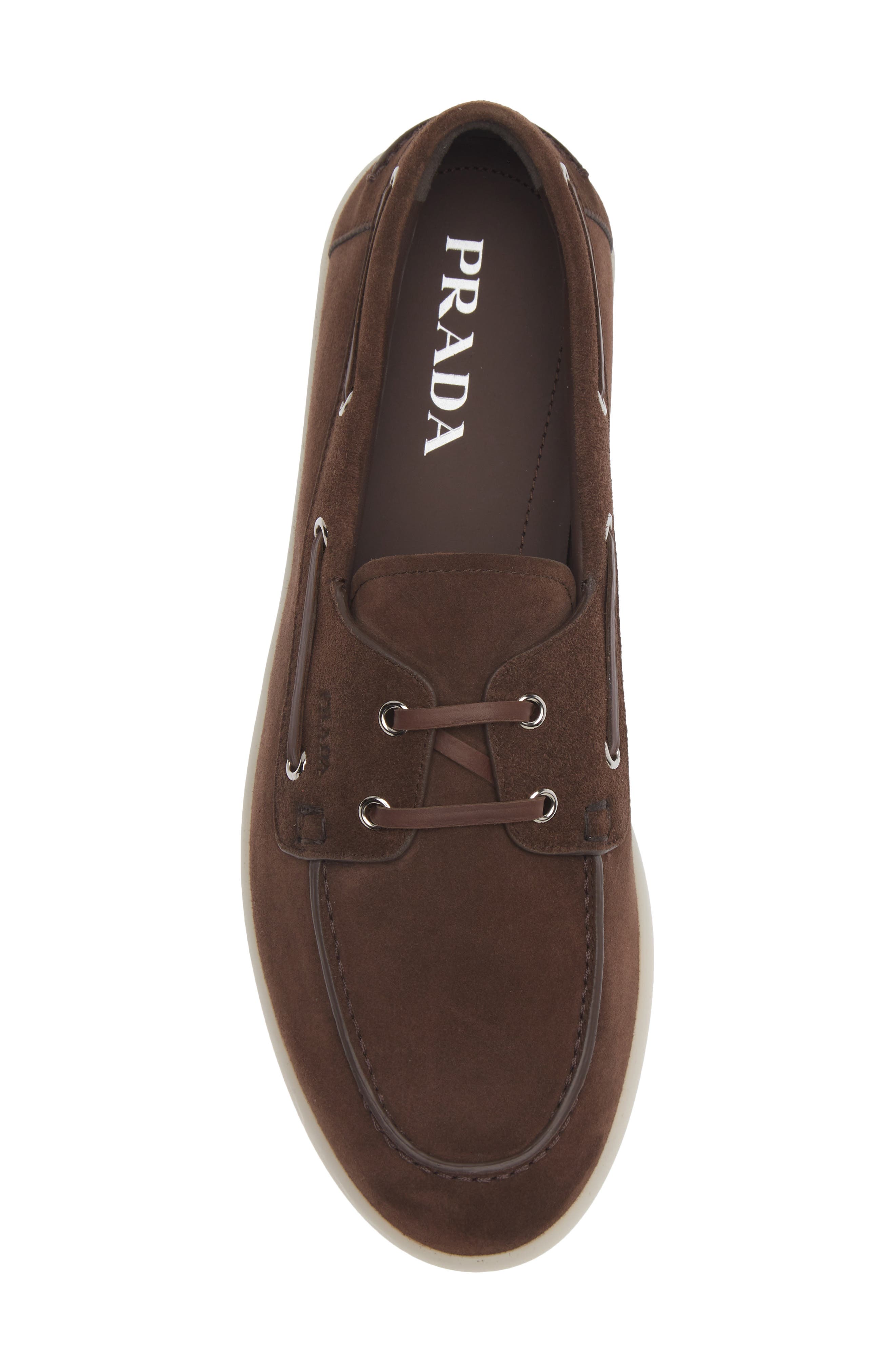 Prada St. Tropez Boat Shoe, Alternate, color, Moro