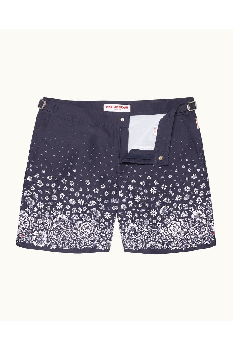 Bulldog Exclusive-Print Mid-Length Swim Shorts, Main, color, Night Iris