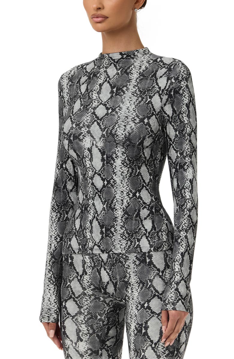 Naked Wardrobe Print Turtleneck Top, Alternate, color, Grey Snakeskin