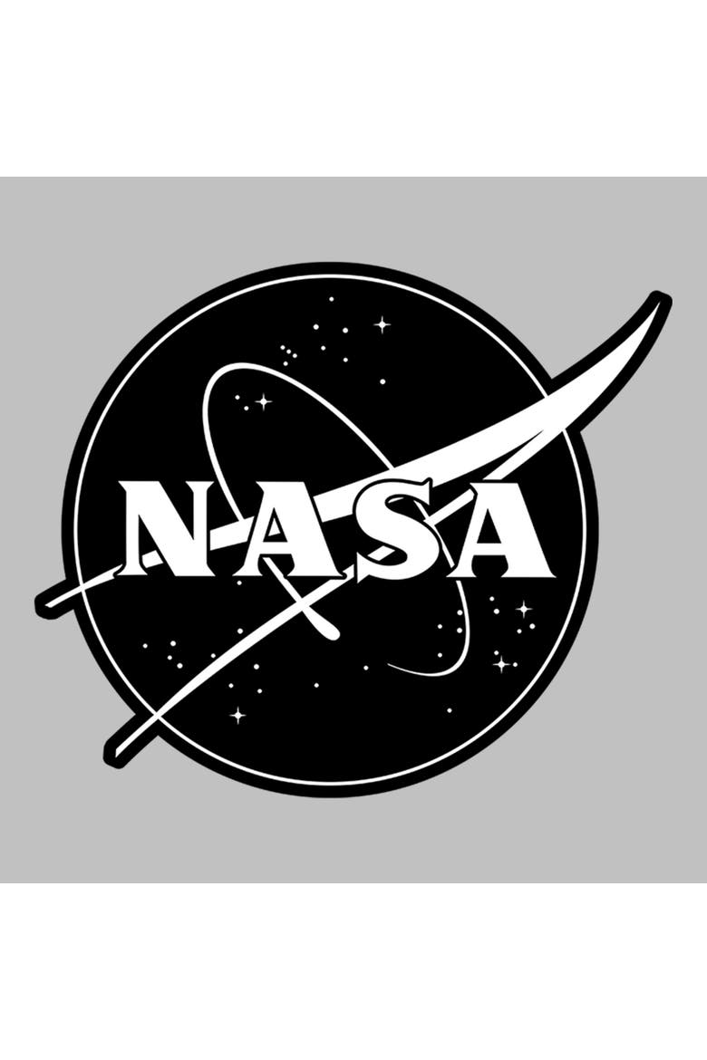 Junior's NASA Black and White Logo  Graphic T-Shirt, Alternate, color, Athletic Heather