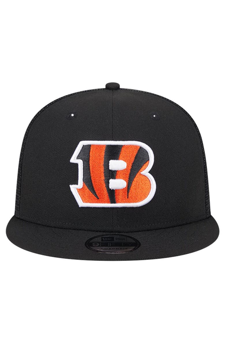 New Era Men's New Era Black Cincinnati Bengals Main Trucker 9FIFTY Snapback Hat, Alternate, color, Black