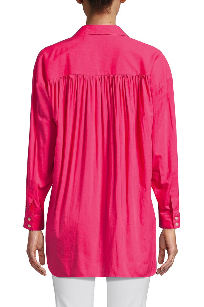 Women's Plus Size Cotton Voile Billowy Oversized Shirt, Alternate, color, Hot Pink