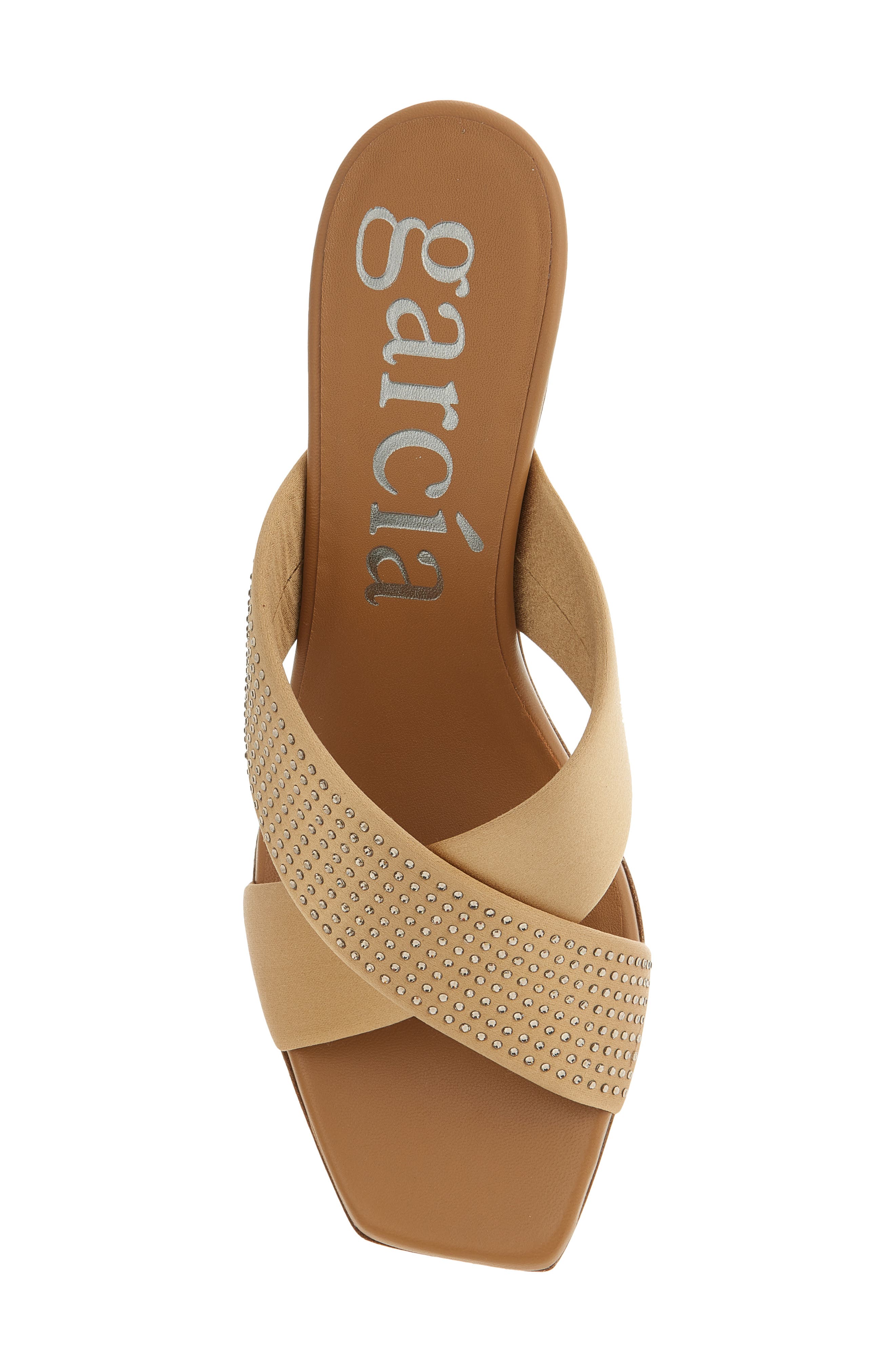 Idonna Crystal Studded Sandal, Alternate, color, BRULEE SATIN